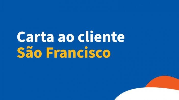 Imagem de fundo azul e a frase Carta ao cliente São Francisco